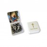 Small Rosary case "Our Lady of the Rosary" with imitation pearl Rosary, oval grains