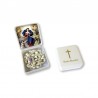 Small Rosary case "Our Lady Untier of Knots" with imitation pearl Rosary, oval grains