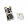 Small Rosary case "Our Lady Untier of Knots" with imitation pearl Rosary, oval grains
