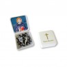 Small Rosary case "Saint Benedict" with imitation pearl Rosary, oval grains