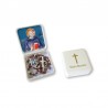 Small Rosary case "Saint Benedict" with imitation pearl Rosary, oval grains