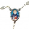 Small Rosary case "Saint Benedict" with imitation pearl Rosary, oval grains