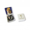 Small Rosary case "Saint Antony" with imitation pearl Rosary, oval grains