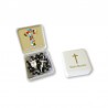 Small Rosary case "First Communion" with imitation pearl Rosary, oval grains