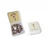 Small Rosary case "First Communion" with imitation pearl Rosary, oval grains