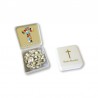 Small Rosary case "First Communion" with imitation pearl Rosary, oval grains