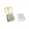 Small Rosary case "First Communion Chalice" with imitation pearl Rosary, oval grains