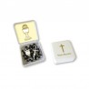 Small Rosary case "First Communion Chalice" with imitation pearl Rosary, oval grains