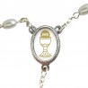 Small Rosary case "First Communion Chalice" with imitation pearl Rosary, oval grains