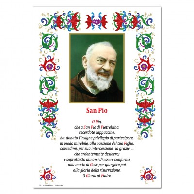San Pio - Immagine sacra su carta pergamena