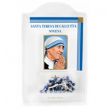 Libretto "Santa Teresa di Calcutta Novena" con rosario in cristallo