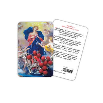 Our Lady of Knots - plasticized religious card with decade rosary