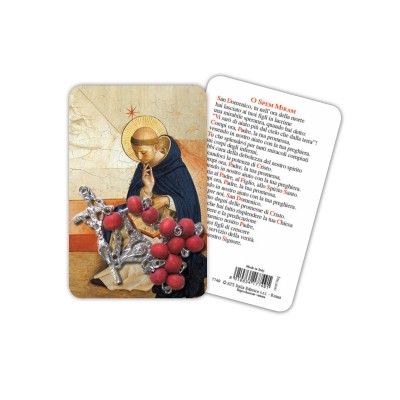 Saint Dominic - plasticized religious card with decade rosary