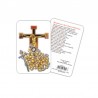 Crucifix by Giotto - plasticized religious card with rosary