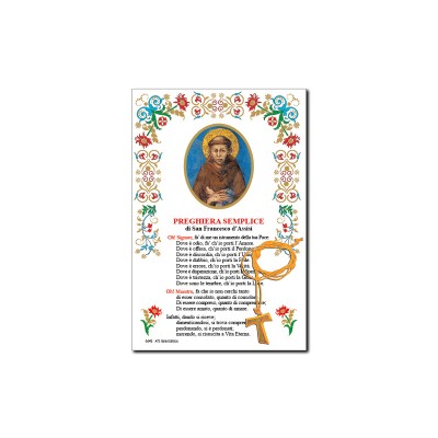 Saint Francis - Holy picture on parchment paper with string and wood TAU cross