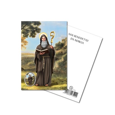SAINT BENEDICT - Metal pin with Holy Picture