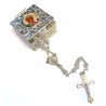 Square Rosary case "Our Lady of Czestochowa" with silver filigree Rosary