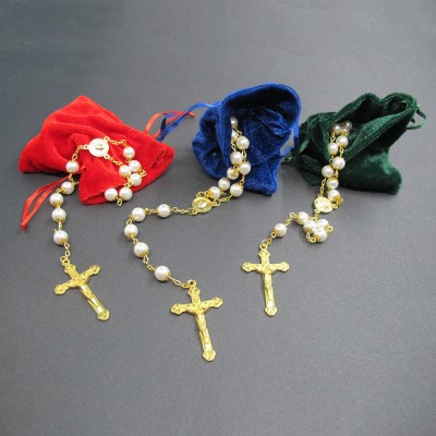 Velvet pouch with rosary