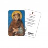 San Francesco - Immagine religiosa plastificata (card) con medaglietta