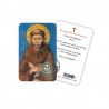 Saint Francis - Plasticized religious card with medal