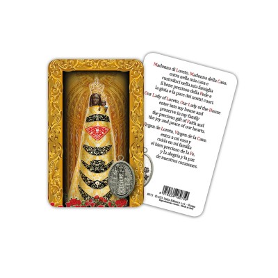 Our Lady of Loreto - Laminated prayer card with medal