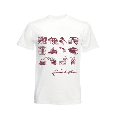 White T-shirt Leonardo da Vinci's Machines