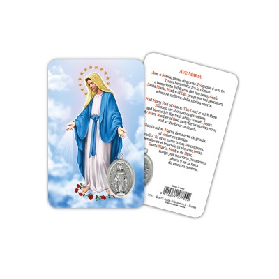 Miraculous Madonna - Plasticized religious card with medal