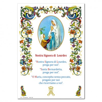 Our Lady of Lourdes - Holy picture on parchment paper