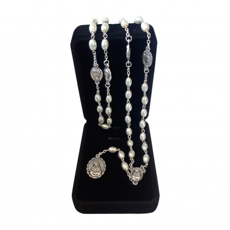 Glass rosary mm 6x8 in velvet box