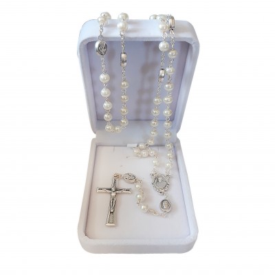 Miracolous Madonna Glass rosary mm 6 in velvet box