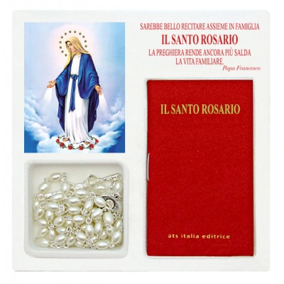 Madonna Miracolosa- Mini libro "Il Santo Rosario" con rosario