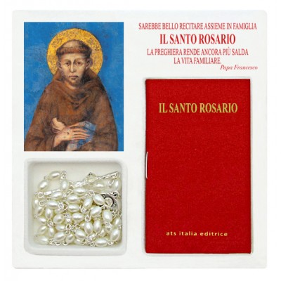 San Francesco - Mini libro "Il Santo Rosario" con rosario