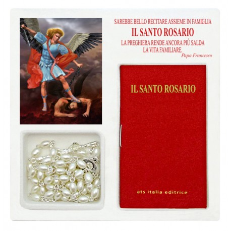 San Michele Arcangelo - Mini libro "Il Santo Rosario" con rosario