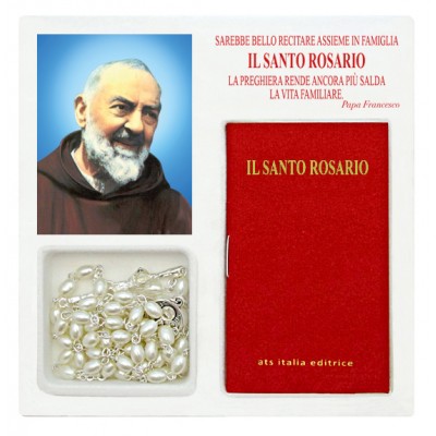 San Pio - Mini libro "Il Santo Rosario" con rosario