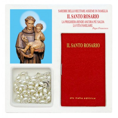 Saint Anthony (Statue) - Mini book "The Holy Rosary" with rosary