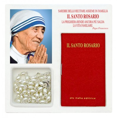 Santa Teresa di Calcutta - Mini libro "Il Santo Rosario" con rosario
