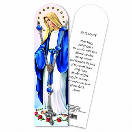 Bookmark "Miraculous Madonna" with glass Rosary 