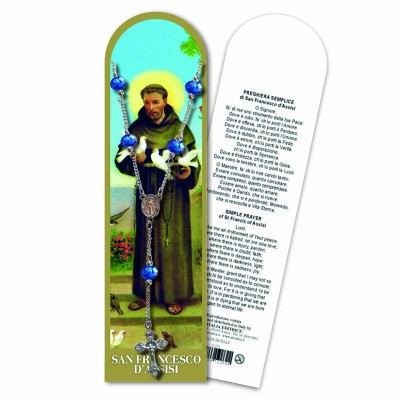 Segnalibro "San Francesco (uccelli)" con Rosario in vetro