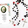 San Pio - Immagine sacra su carta pergamena con rosario