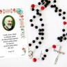 Saint Pio - Holy picture on parchment paper with rosary