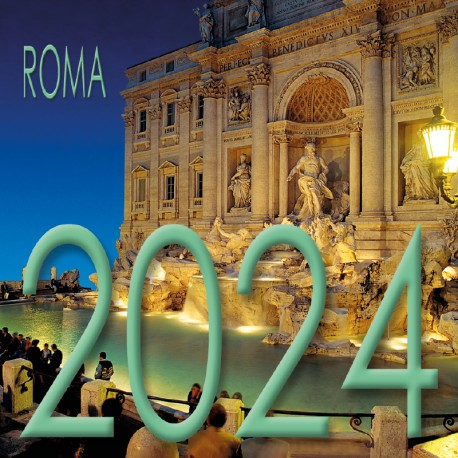 Calendar 8x8 cm ROME TREVI FOUNTAIN NIGHT