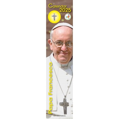Calendar 11X49 cm POPE FRANCIS WITH METAL CROSS (YELLOW)