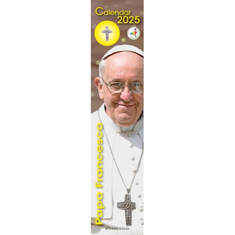 Calendario 11X49 cm PAPA FRANCESCO CON CROCE (GIALLO)