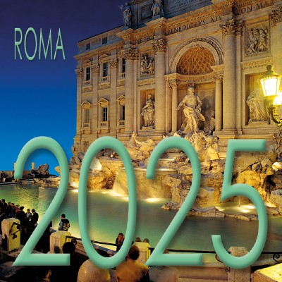 Calendar 8x8 cm ROME TREVI FOUNTAIN NIGHT