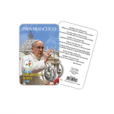 Papa Francesco - Immagine religiosa plastificata (card) con medaglietta