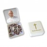 Little Rosary case "Pope Leo XIV" with original cross imitation pearl Rosary, oval grains