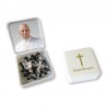 Little Rosary case "Pope Leo XIV" with original cross imitation pearl Rosary, oval grains
