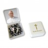 Large Rosary case "Pope Leo XIV" with imitation pearl Rosary, oval grains