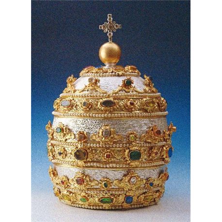 SILVER TIARA OR TRIREGNUM WITH GEMS AND PEARLS FOR THE STATUE OF ST PETER