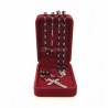 Crystal glass rosary mm 6 with coral rose in velvet box